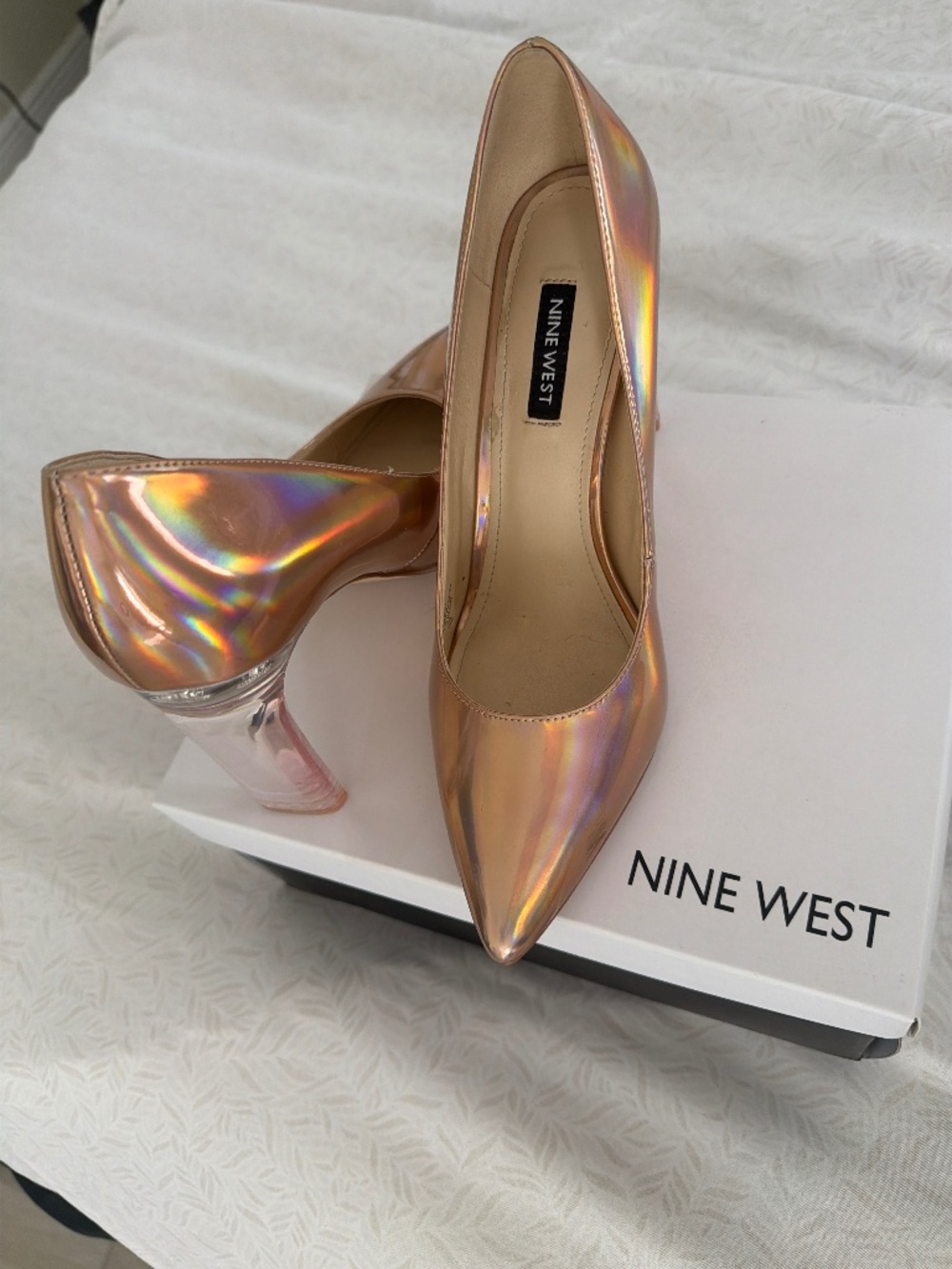 Nine West rose gold iridescent shoes